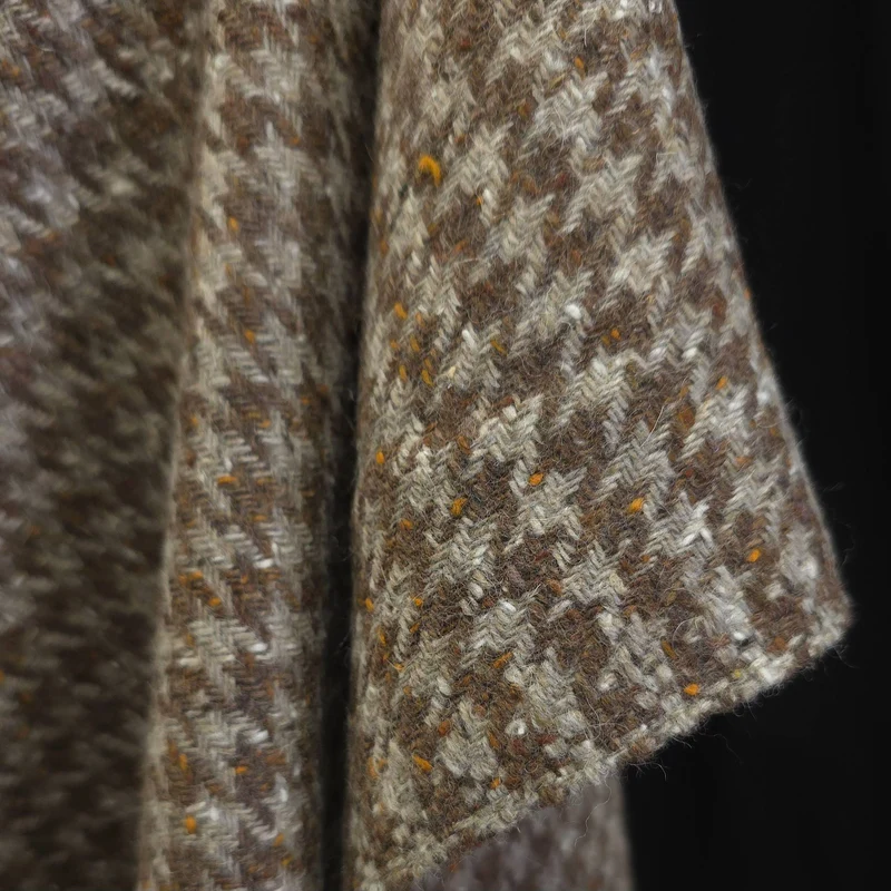 Mélange de laine | Tissé Teint | Pied-de-Coq | Brun