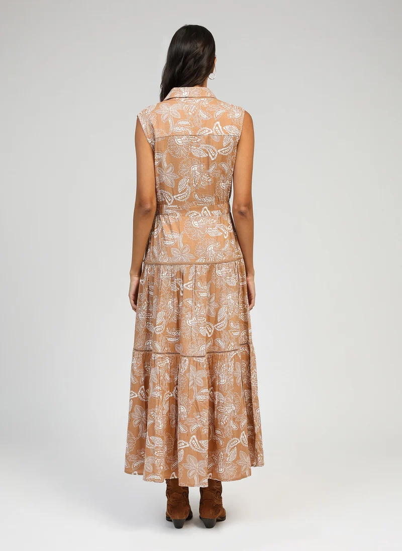 ROBE LONGUE OPAVIA passiflore beige