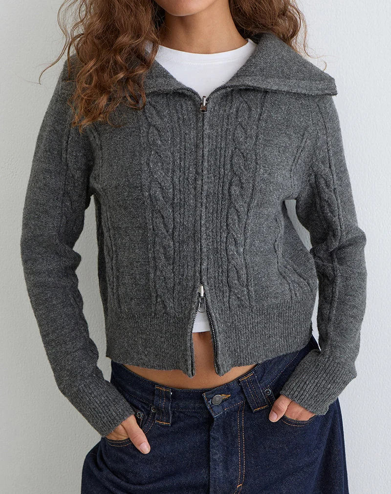 Pull Lilena Zip en tricot Dark Shadow