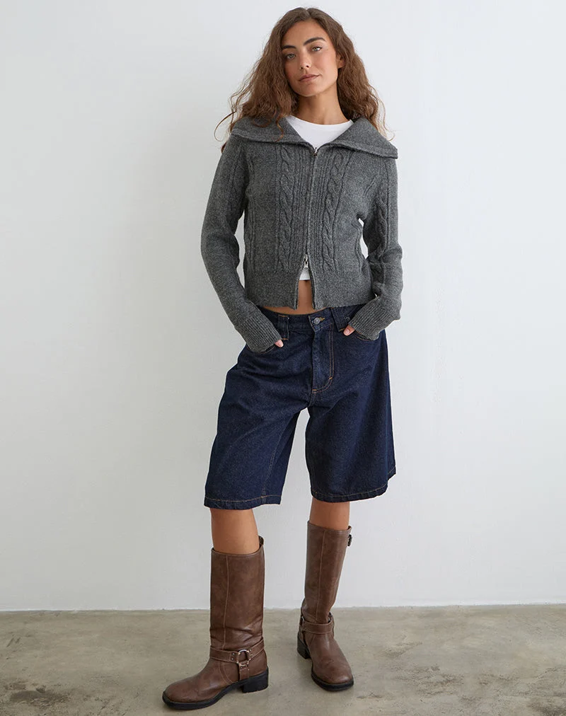 Pull Lilena Zip en tricot Dark Shadow