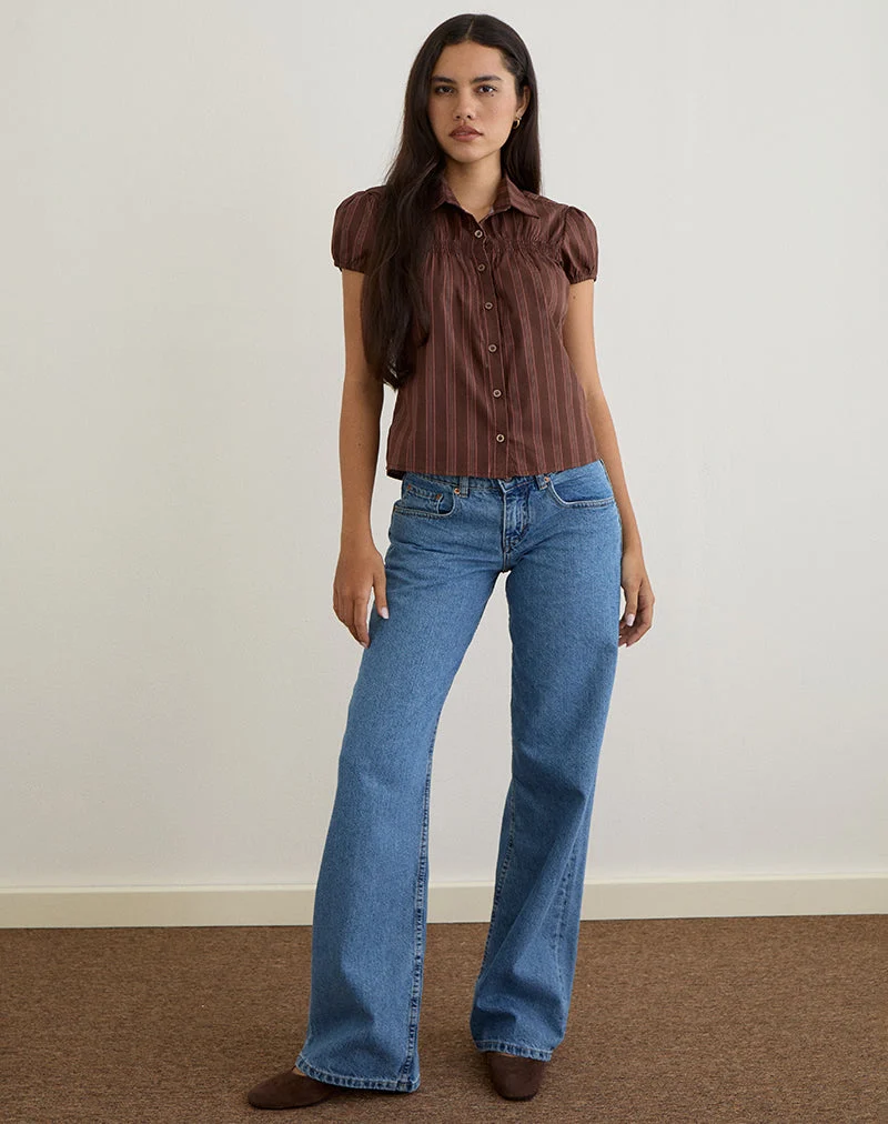Ulsan - Chemise en popeline à rayures, marron