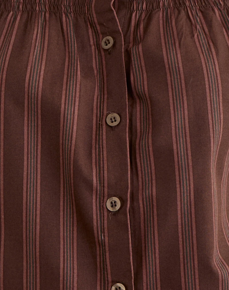 Ulsan - Chemise en popeline à rayures, marron