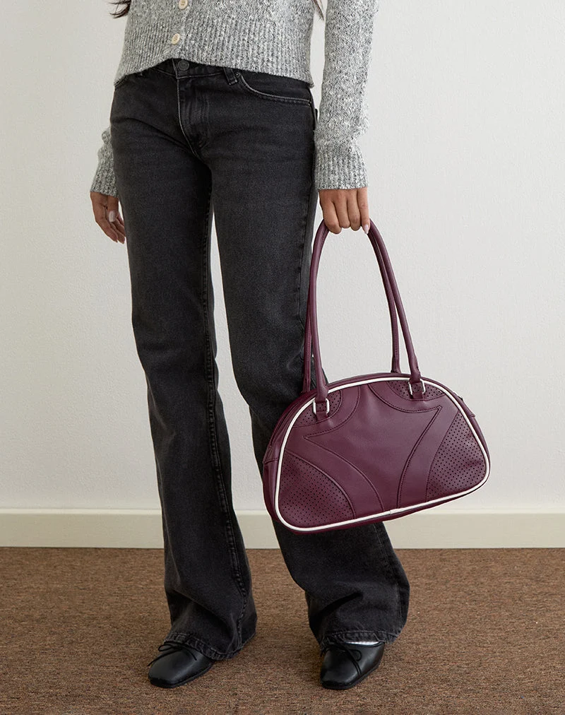 Sac bowler en crème et bourgogne