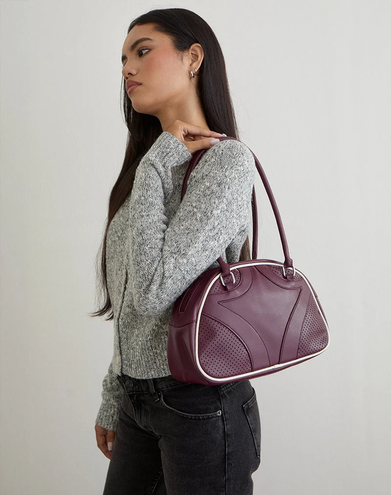 Sac bowler en crème et bourgogne