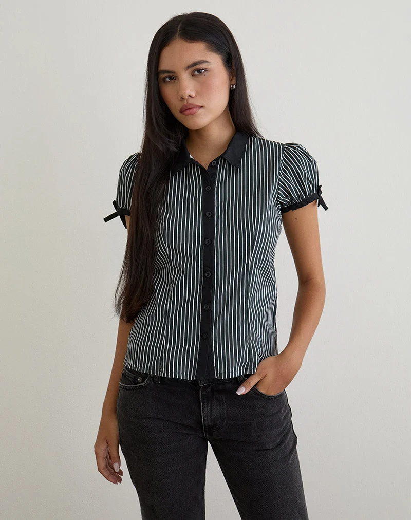 Chemisier Rosabe, monostripe noir et gris