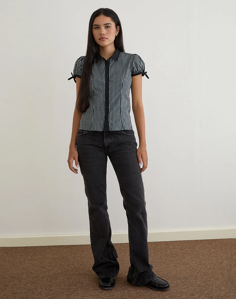Chemisier Rosabe, monostripe noir et gris