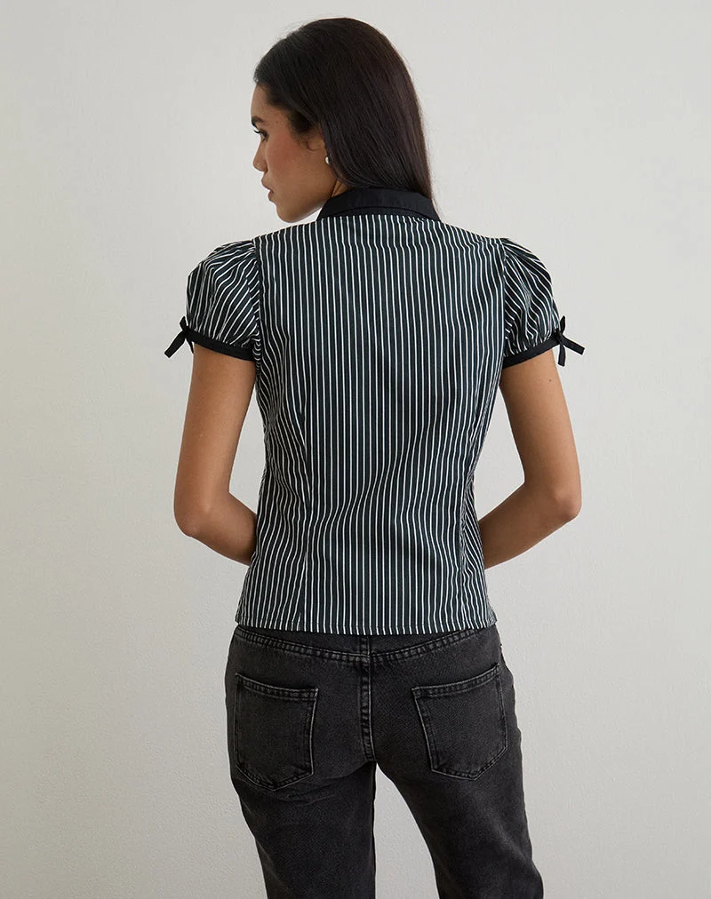 Chemisier Rosabe, monostripe noir et gris