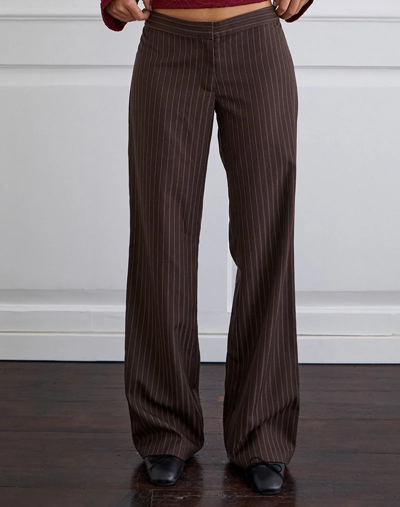 Ganta Slim Trouser in Stripe Chocolate Brown (pantalon slim à rayures)