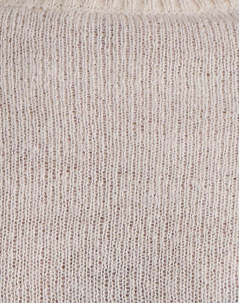 Kaleo - Pull à bords roulés en tricot écru