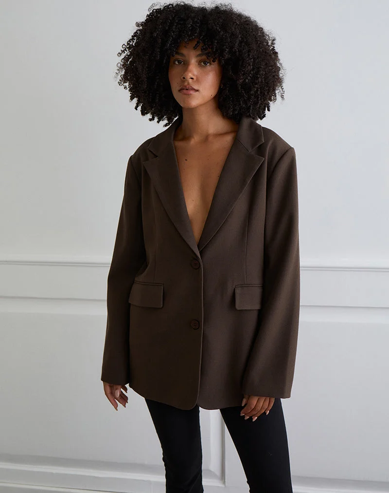 Blazer de tailleur texturé Maiwa en brun
