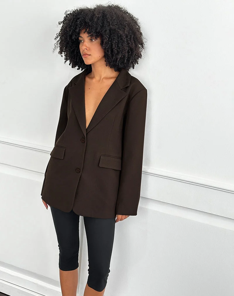 Blazer de tailleur texturé Maiwa en brun