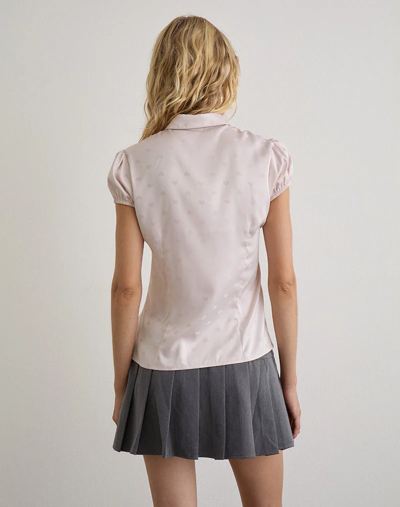 Chemisier Meline en jacquard de satin rose