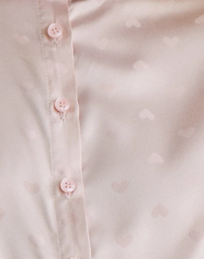 Chemisier Meline en jacquard de satin rose
