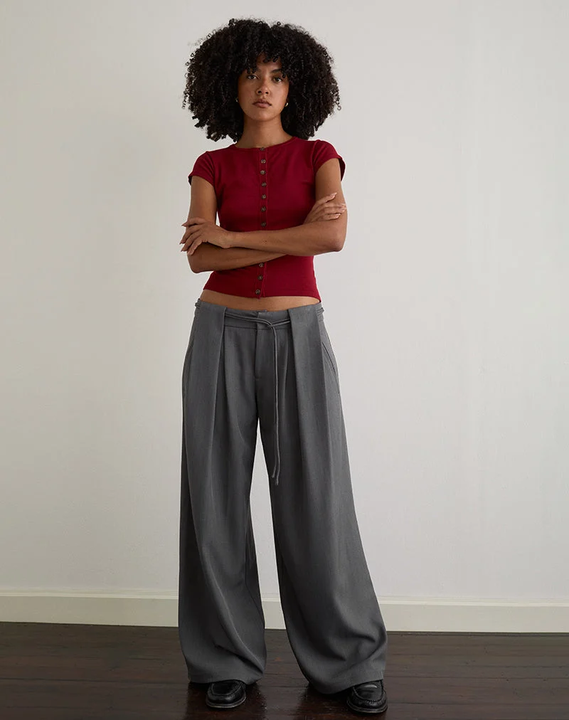 Pantalon Rivela à taille nouée en gris