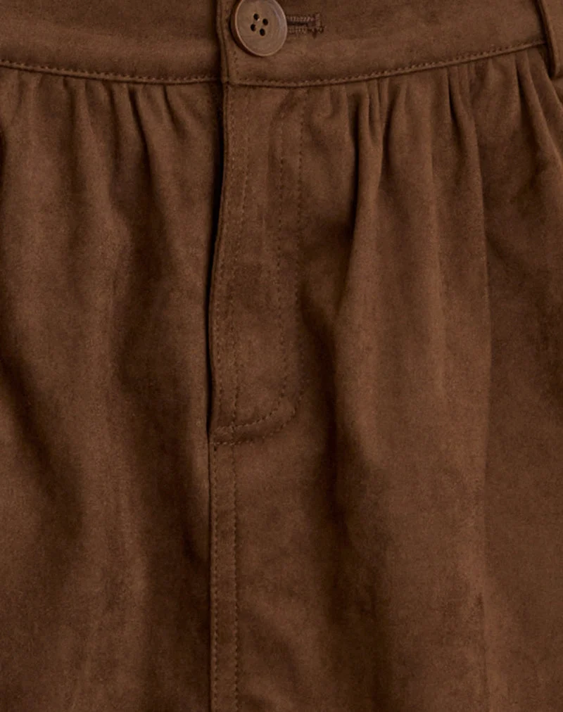 Yonca Mini jupe à volants en faux daim marron