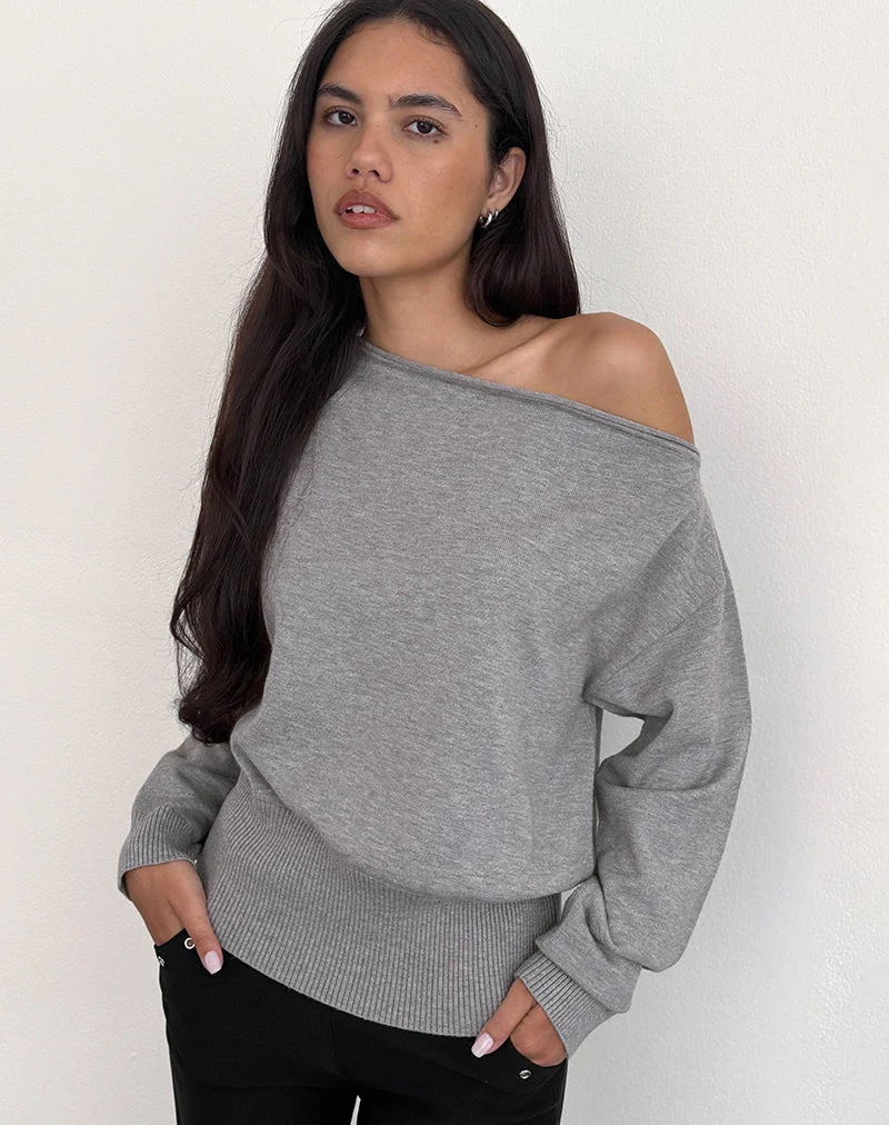 Pull Jalira en tricot gris