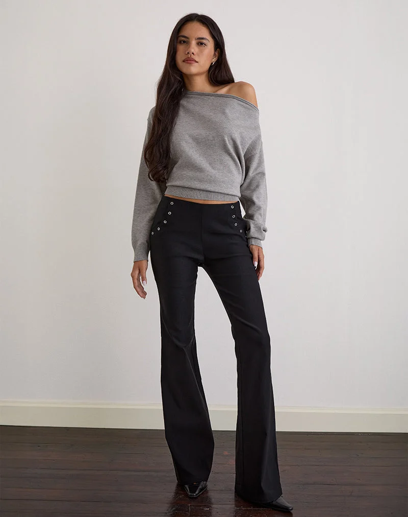 Pantalon évasé Olira avec œillets en noir tailleur