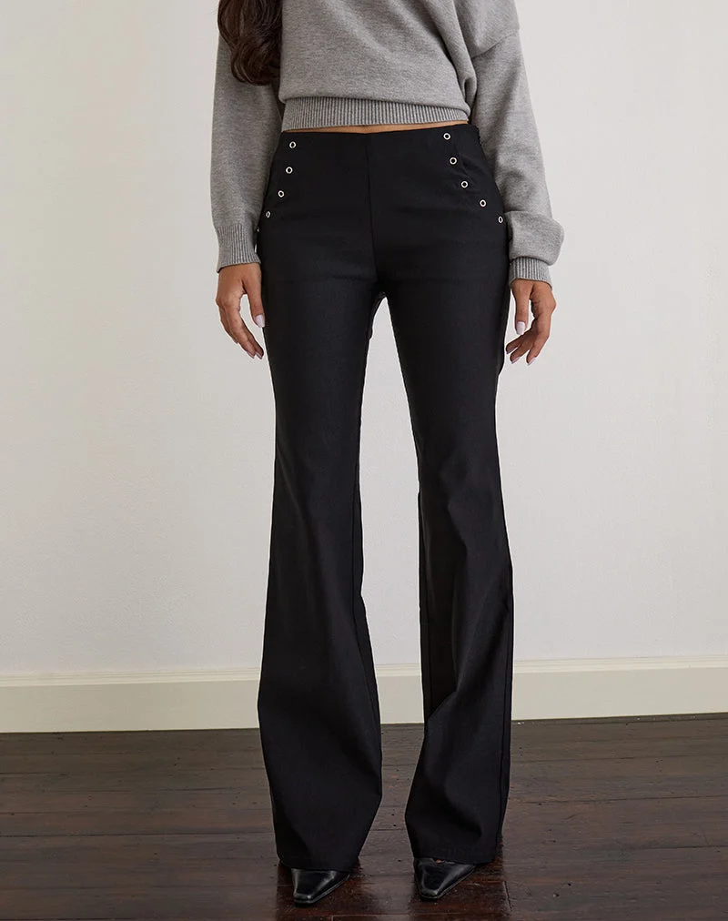 Pantalon évasé Olira avec œillets en noir tailleur