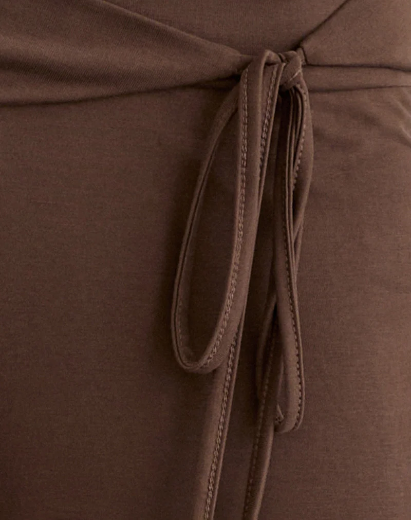 Pantalon Donata en cupro brun foncé