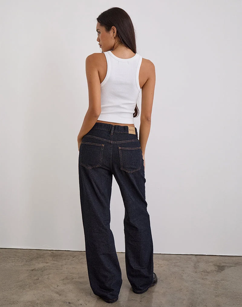 Jean parallèle slim à taille basse, indigo