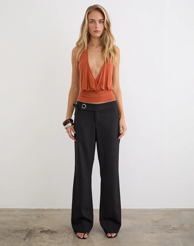 Pantalon de tailleur à cravate Tova, noir