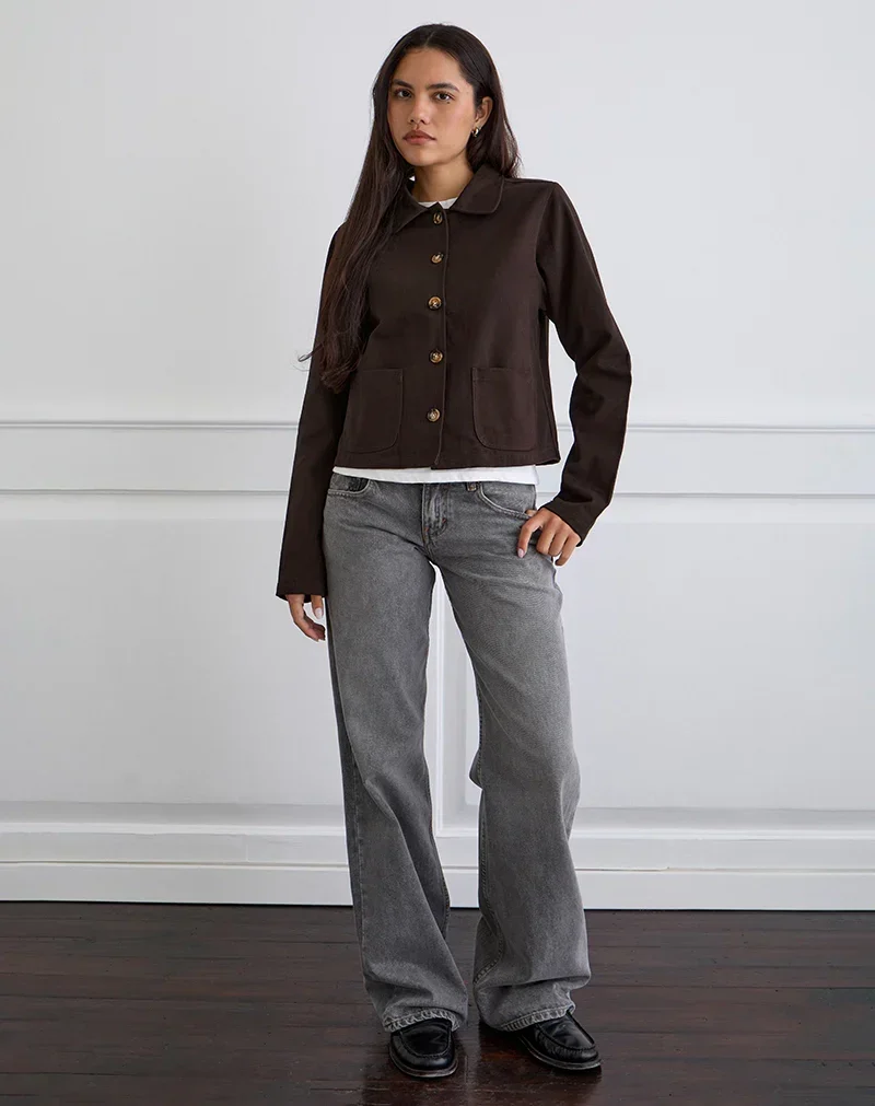 Veste Calva Boxy en brun chocolat
