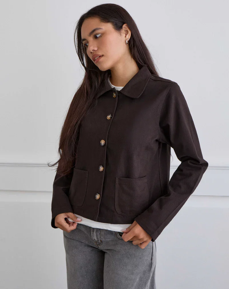 Veste Calva Boxy en brun chocolat