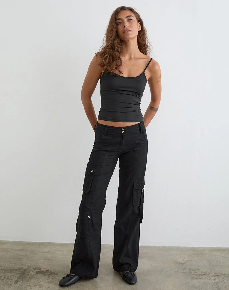Pantalon cargo en lin Hojo, noir