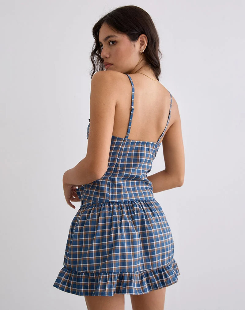 Isamu Top in Medium Tartan Blue