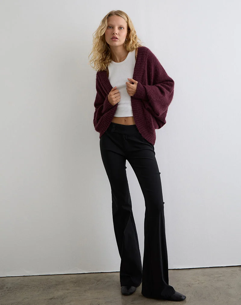 Cardigan à épaules Pasha en cerisier foncé