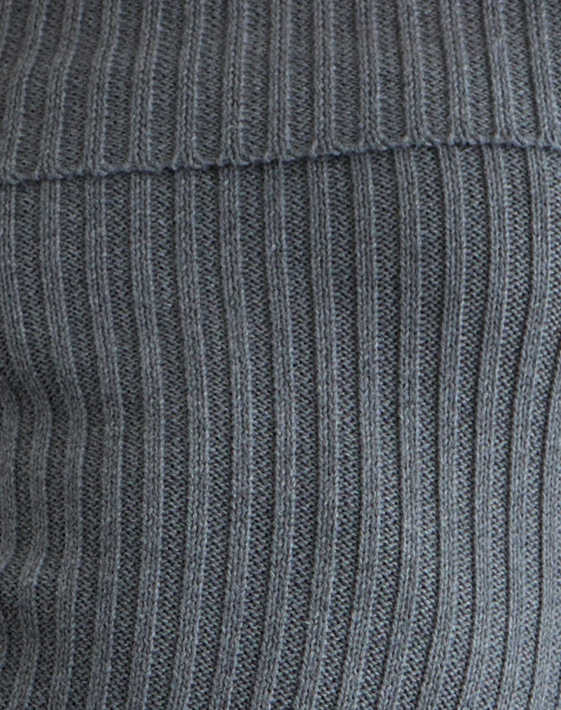 Circe Knitted Bardot Top in Grey