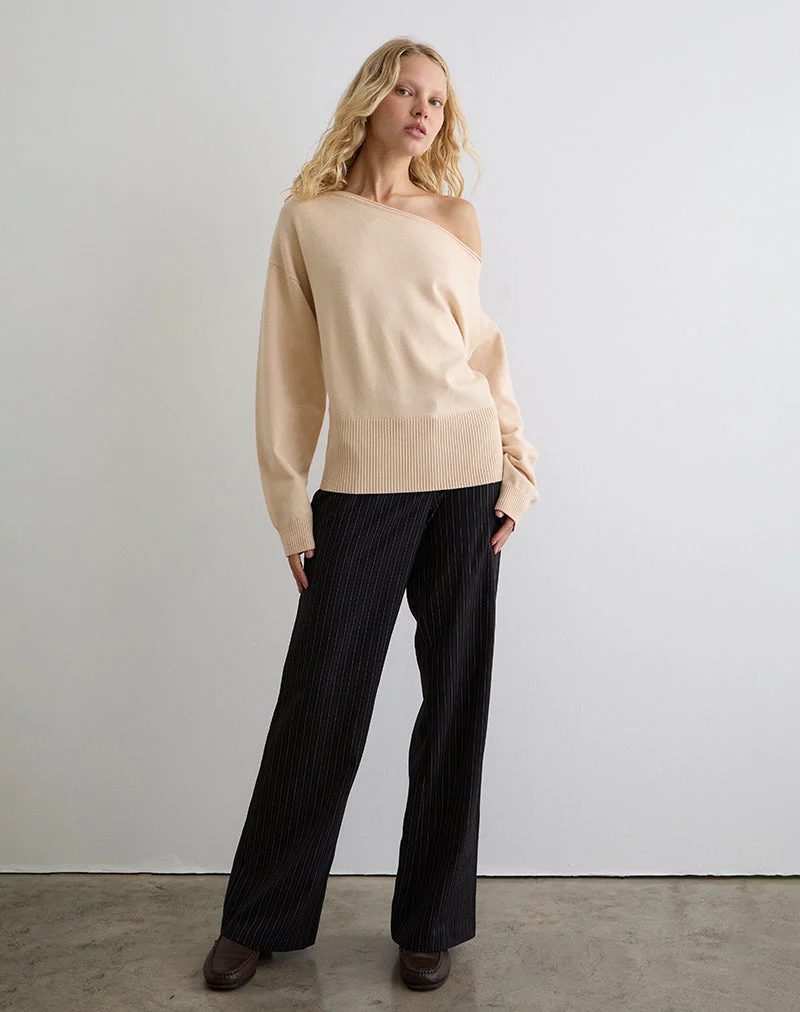 Pull asymétrique Jalira, crème