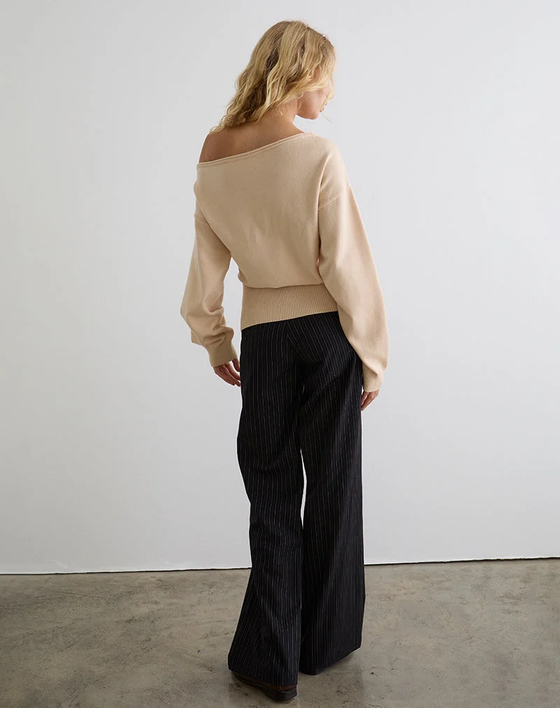 Pull asymétrique Jalira, crème