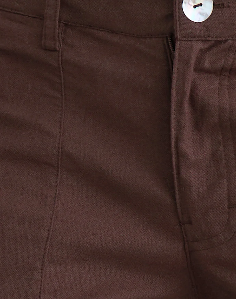 Pantalon Saucy, lin Acajou foncé