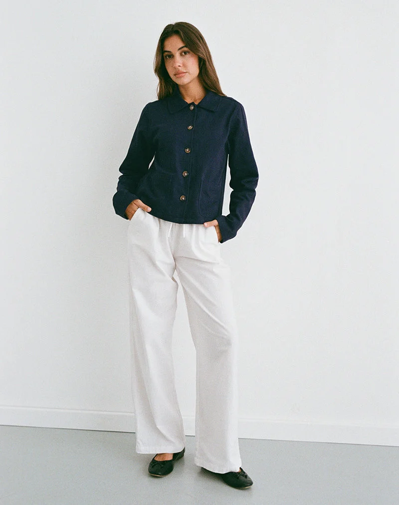 Calva Boxy Jacket in Dark Navy
