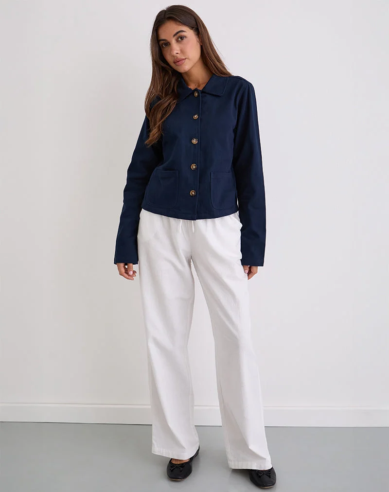 Calva Boxy Jacket in Dark Navy