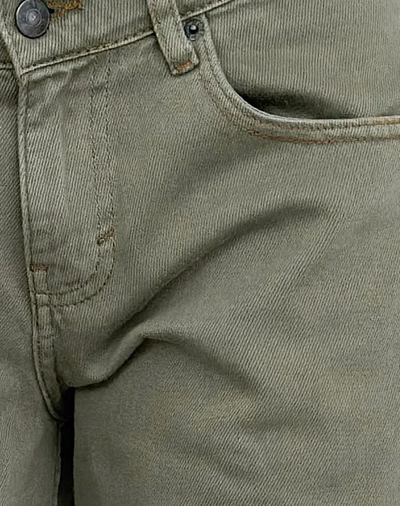 Jean spacieux à taille basse, vert fougère