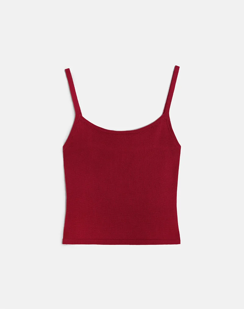 Ziva Knit Cami Vest Top in Burgundy