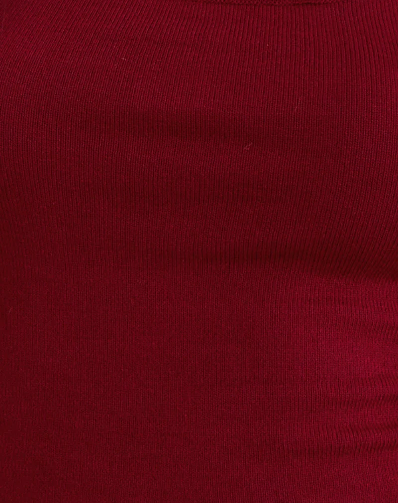 Ziva Knit Cami Vest Top in Burgundy
