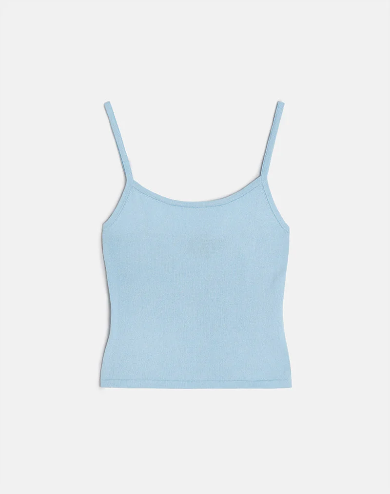 Ziva Knit Cami Vest Top in Blue