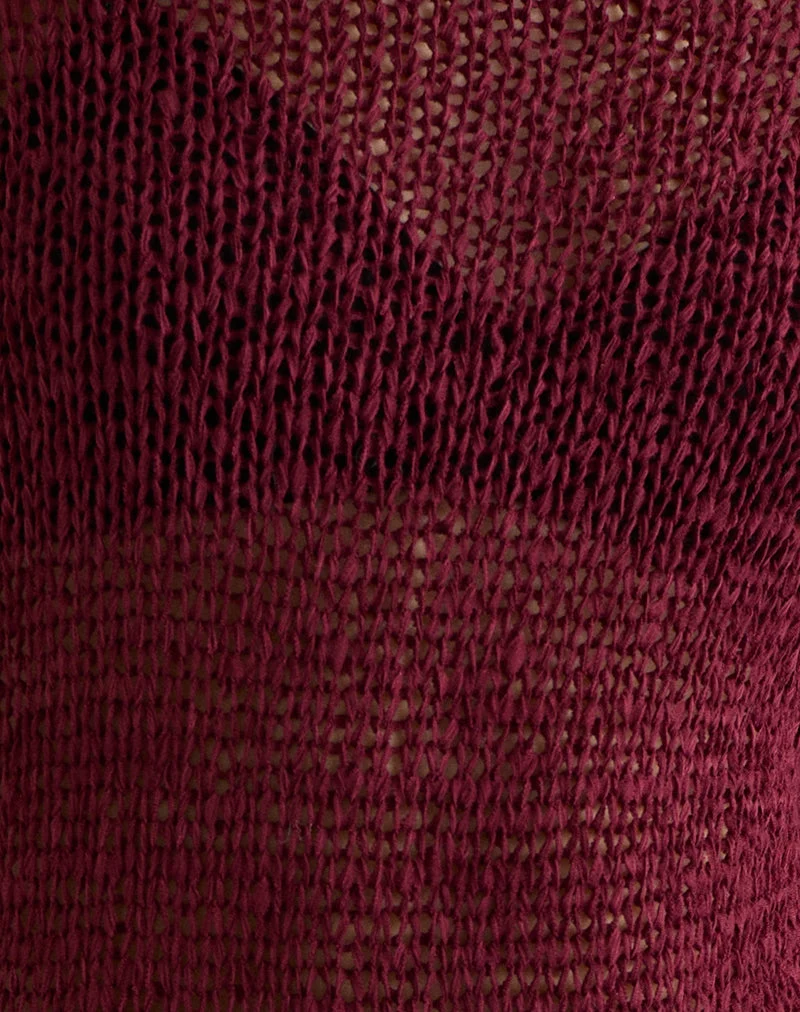 Pull-over Rajiya à armure ouverte, bourgogne