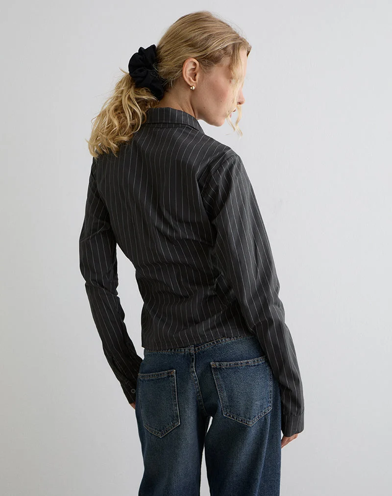 Chemise ajustée Tarsi, Mono Pinstripe Grey