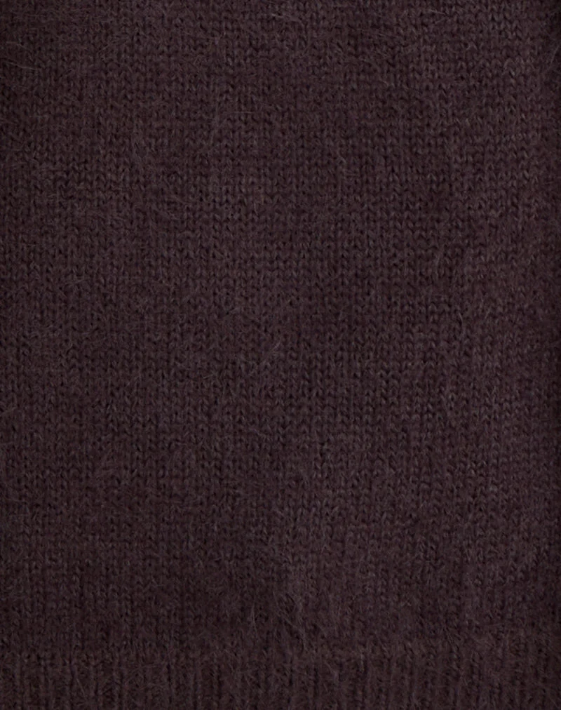 Pull Dikara avec écharpe en tricot marron
