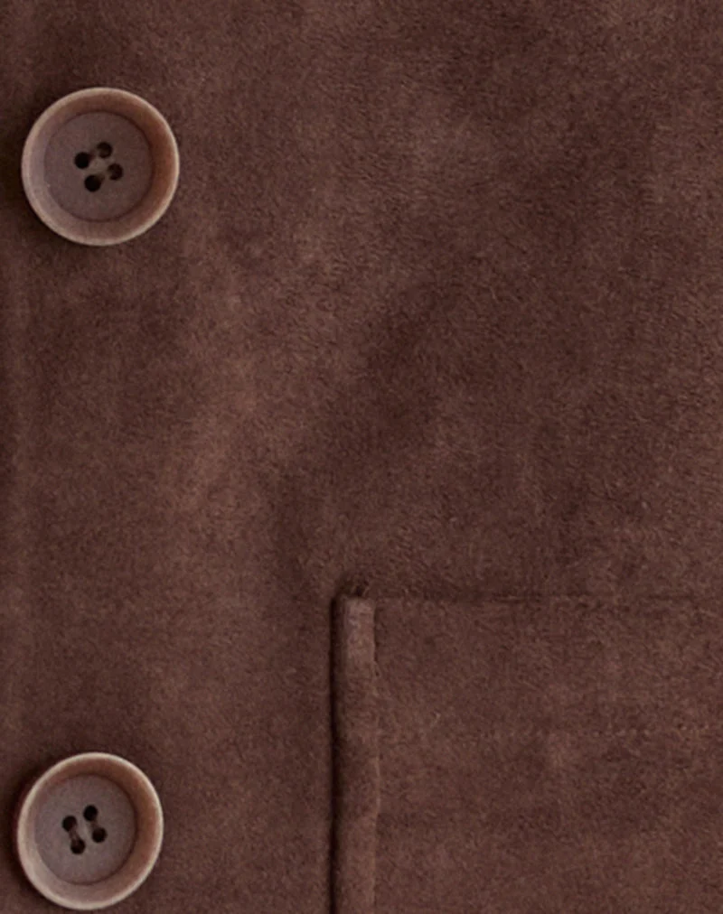 Quincy Faux Suede Cropped Jacket in Brown