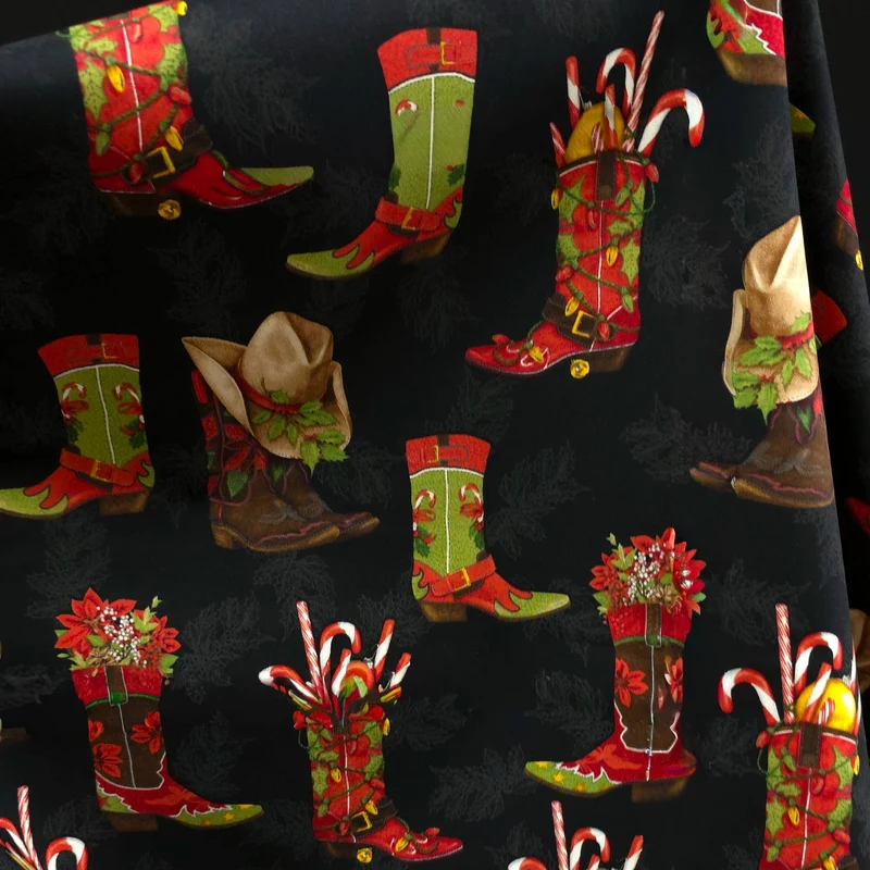 100 % Coton | Joyeux Noël | Noir | Robert Kaufman