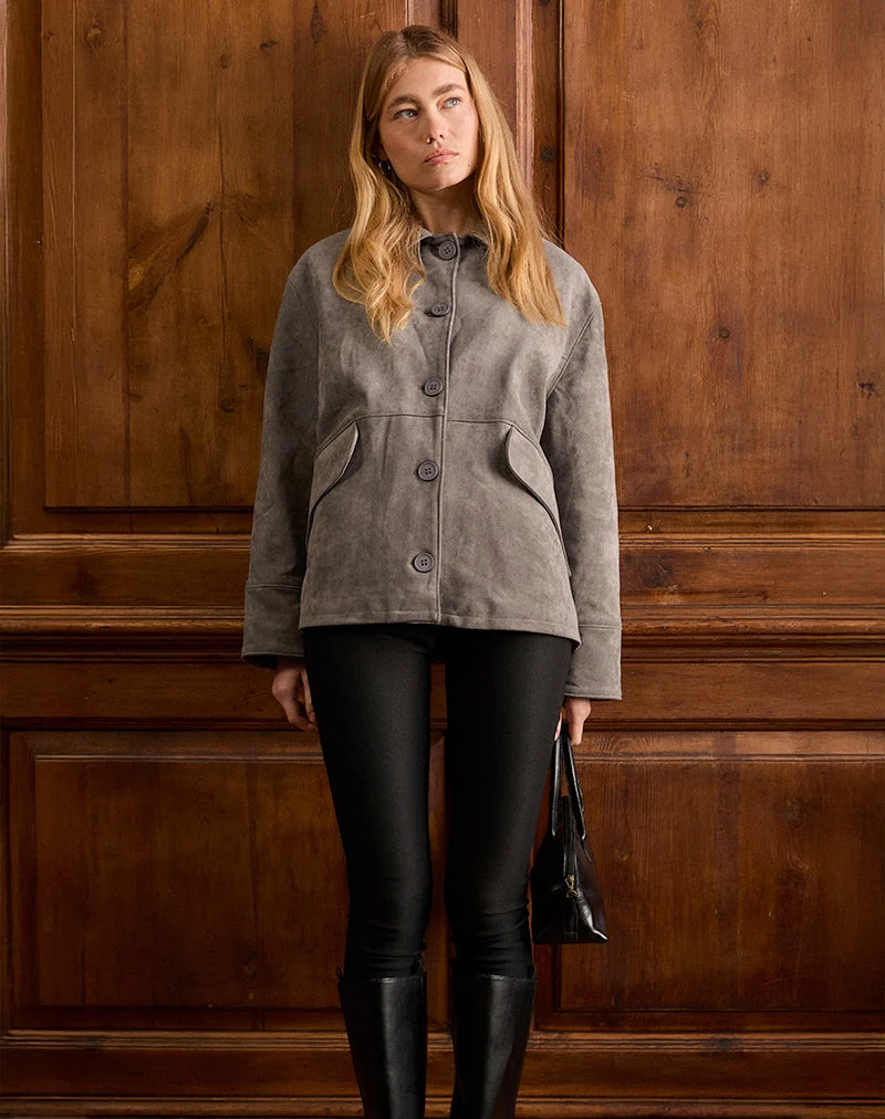Veste Orson en faux daim gris olive