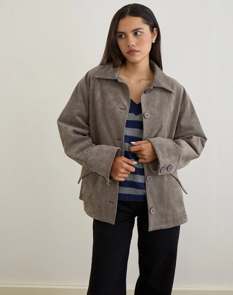 Veste Orson en faux daim gris olive