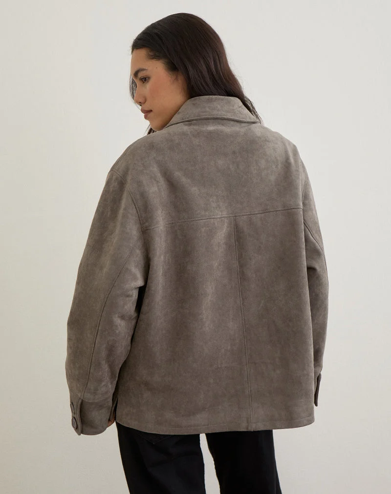 Veste Orson en faux daim gris olive