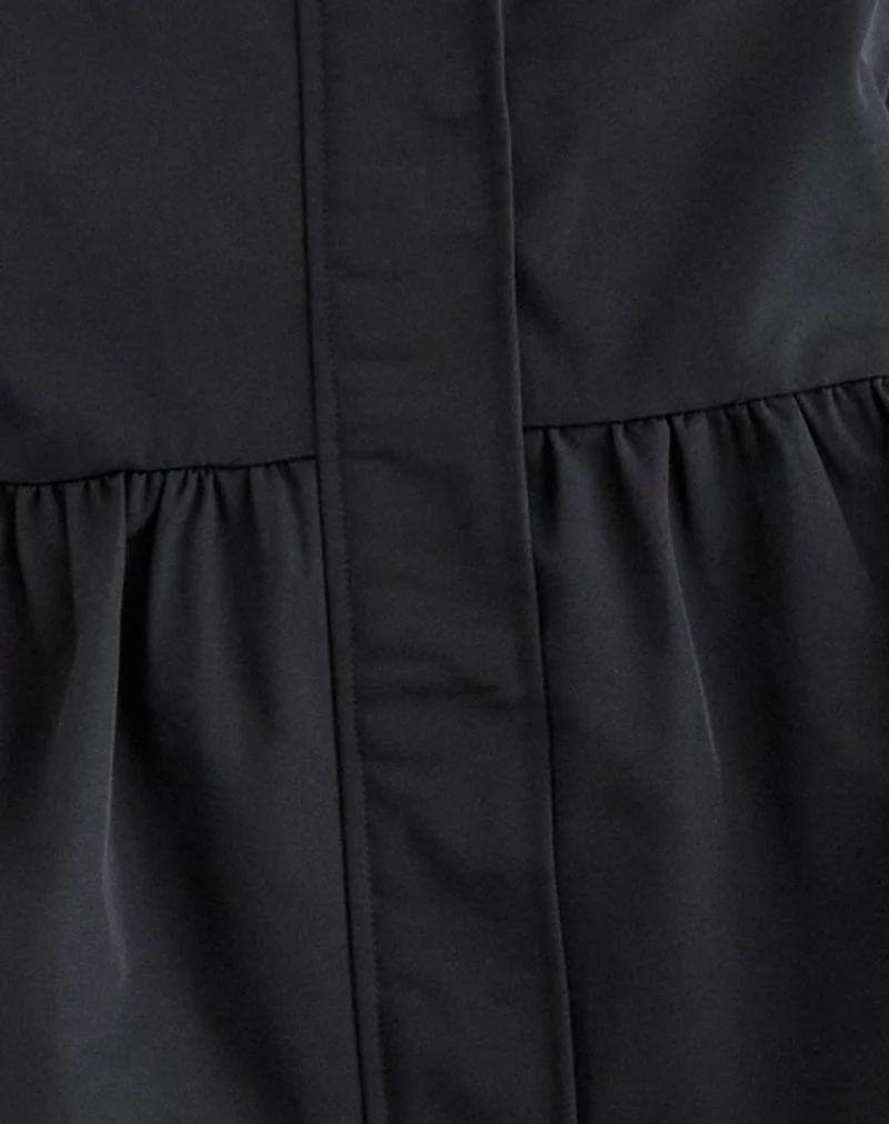 Malcari Peplum Nylon Jacket in Black