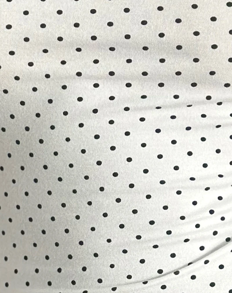 Solay Cami Top in White with Black Micro Polka Print